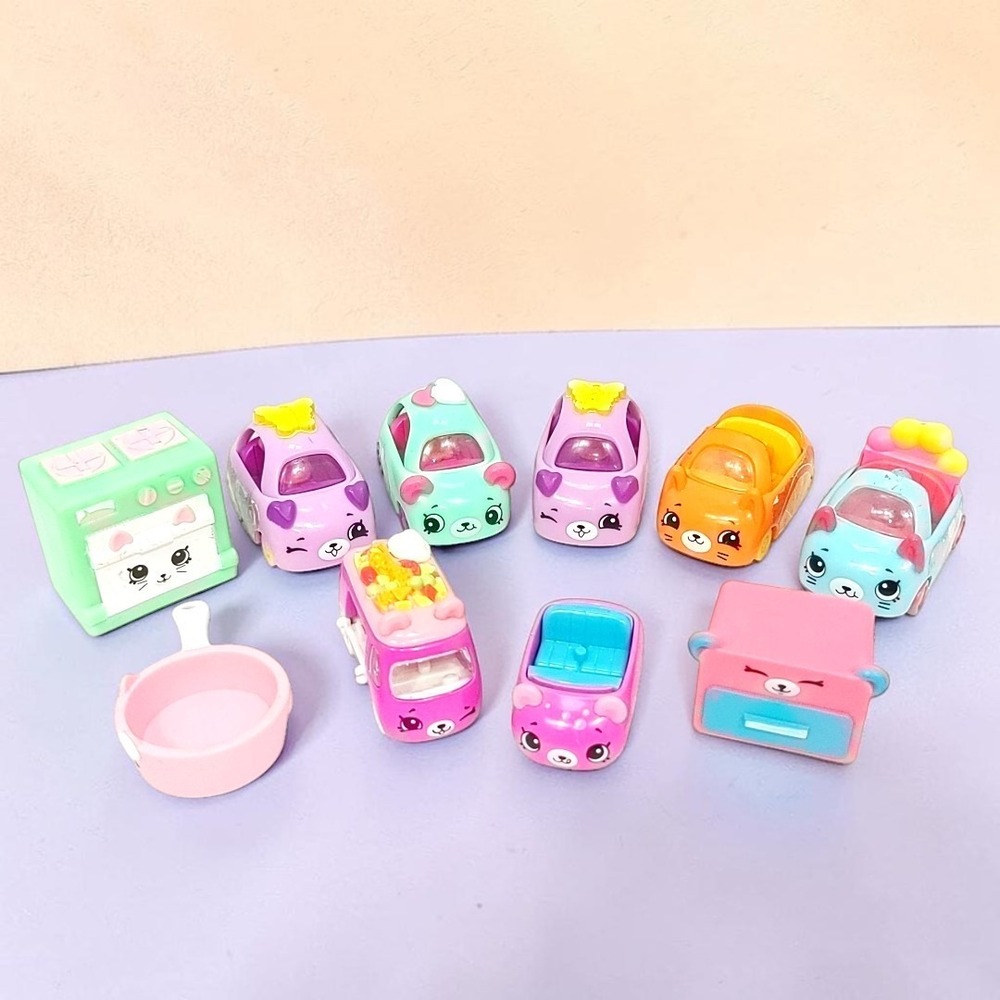 Shopkins Cutie Cars Lot 10pc Mini Diecast Vehicles Happy Places Kitty Kitchen